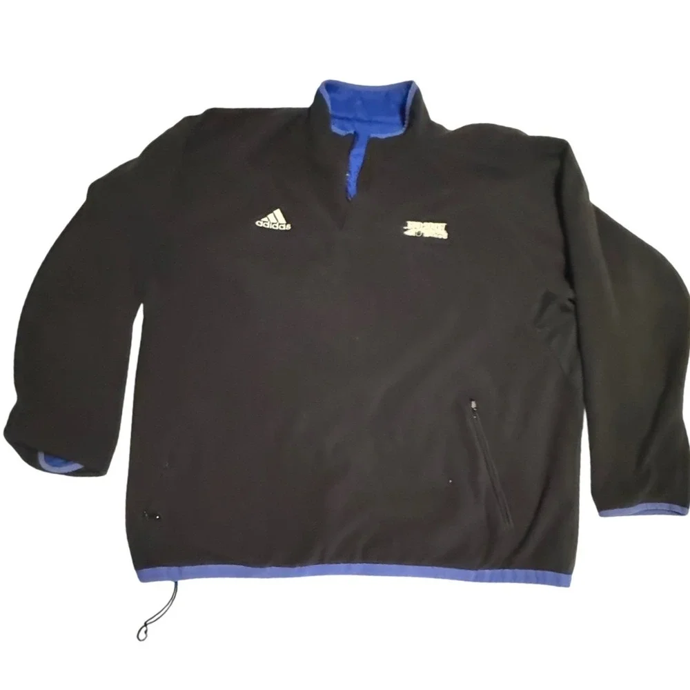 Adidas Busch Soccer‎ Club Reversible Jacket Mens Blue Windbreaker Black Fleece L